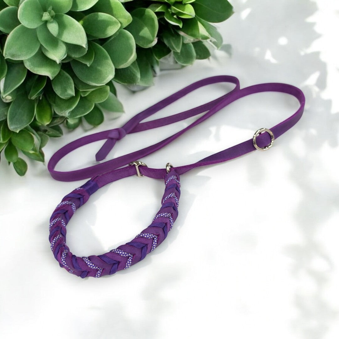 Guinzaglio Retriever in Cuoio Nabuk Viola – Robusto, Elegante e Confortevole per Cani di Tutte le Taglie