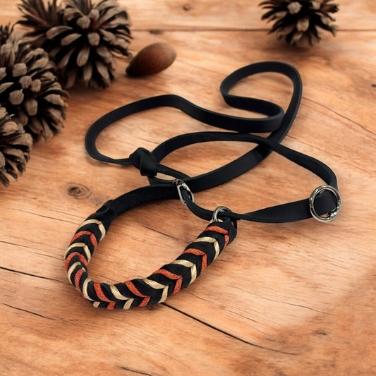 Guinzaglio Retriever in Cuoio Nabuk Nero – Robusto, Elegante e Confortevole per Cani di Tutte le Taglie