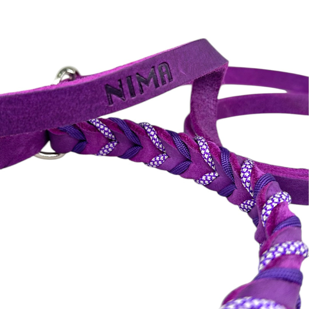 Guinzaglio Retriever in Cuoio Nabuk Viola – Robusto, Elegante e Confortevole per Cani di Tutte le Taglie