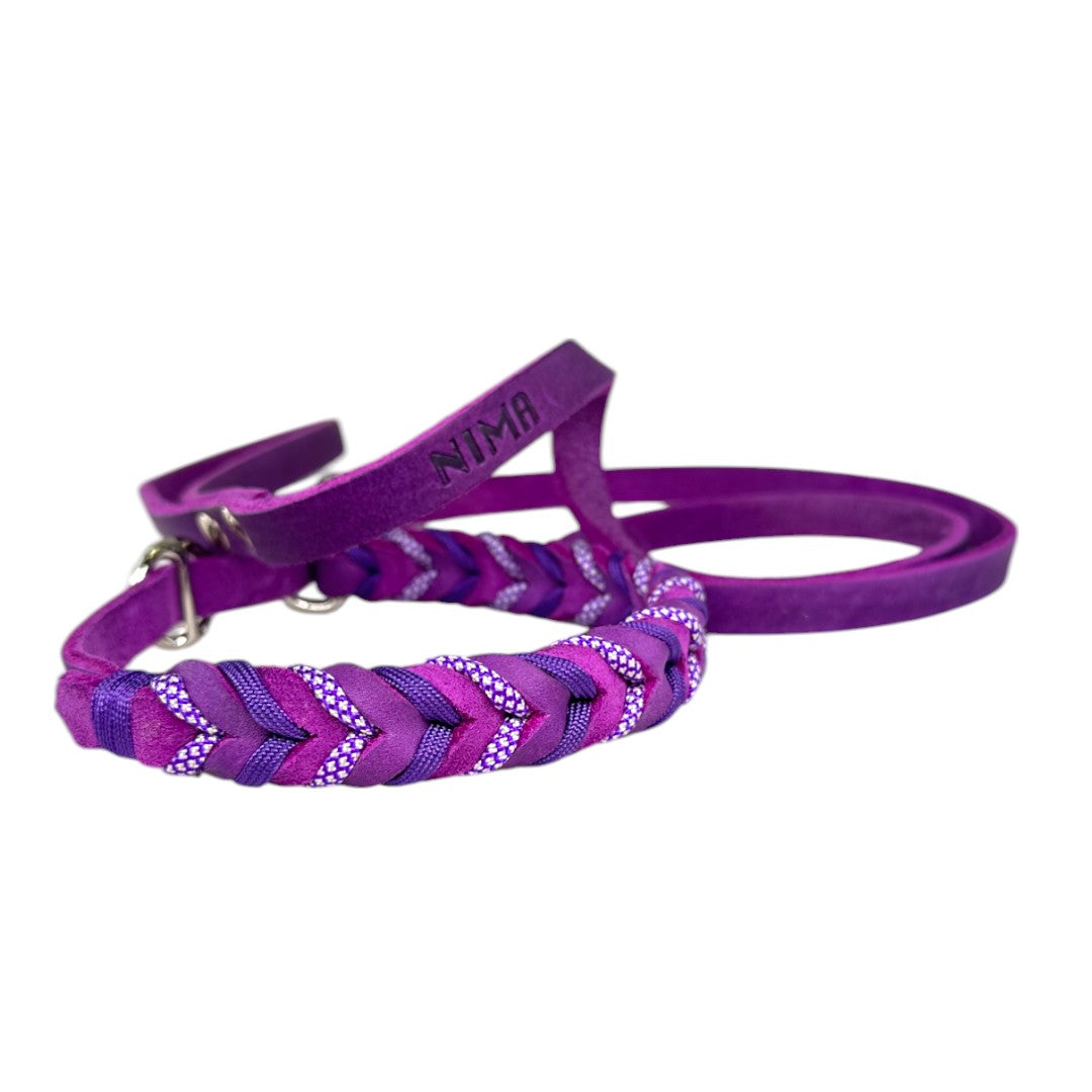 Guinzaglio Retriever in Cuoio Nabuk Viola – Robusto, Elegante e Confortevole per Cani di Tutte le Taglie
