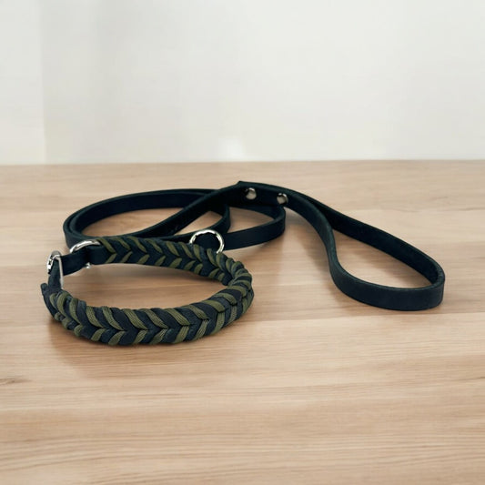 Guinzaglio Retriever in Cuoio Nabuk Nero – Robusto, Elegante e Confortevole per Cani di Tutte le Taglie