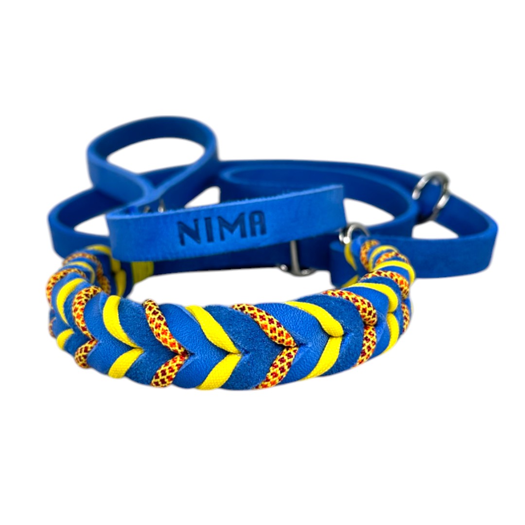 Guinzaglio Retriever in Cuoio Nabuk Blue – Robusto, Elegante e Confortevole per Cani di Tutte le Taglie