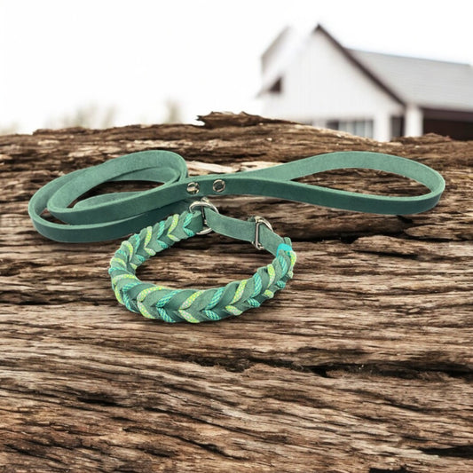 Guinzaglio Retriever in Cuoio Nabuk Verde – Robusto, Elegante e Confortevole per Cani di Tutte le Taglie
