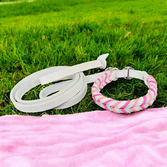Guinzaglio Retriever in Cuoio Nabuk Grigio Chiaro – Robusto, Elegante e Confortevole per Cani di Tutte le Taglie
