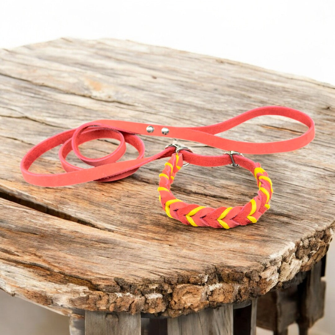 Guinzaglio Retriever in Cuoio Nabuk Rosso – Robusto, Elegante e Confortevole per Cani di Tutte le Taglie