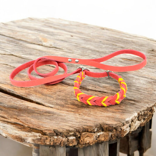 Guinzaglio Retriever in Cuoio Nabuk Rosso – Robusto, Elegante e Confortevole per Cani di Tutte le Taglie
