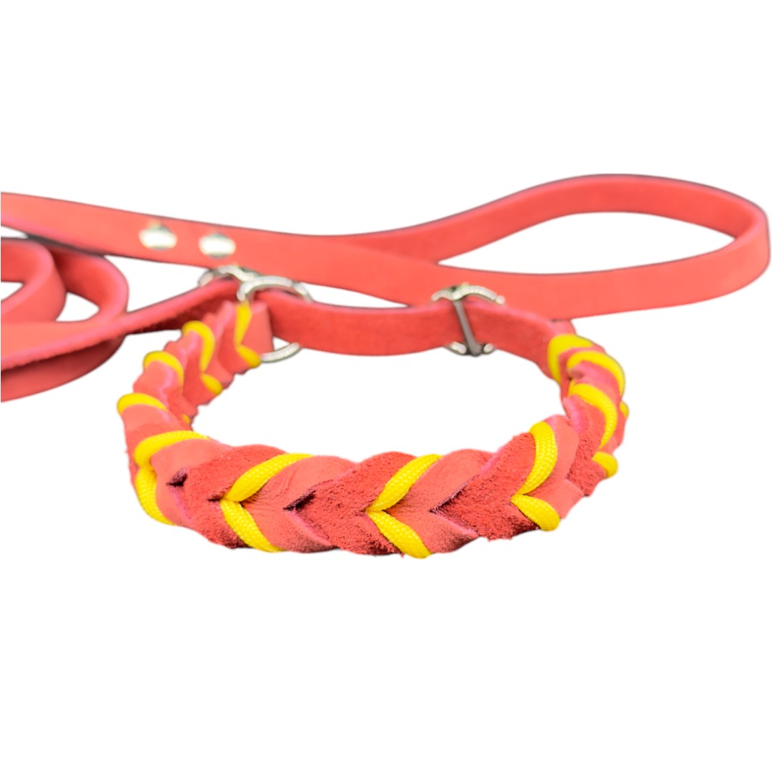 Guinzaglio Retriever in Cuoio Nabuk Rosso – Robusto, Elegante e Confortevole per Cani di Tutte le Taglie