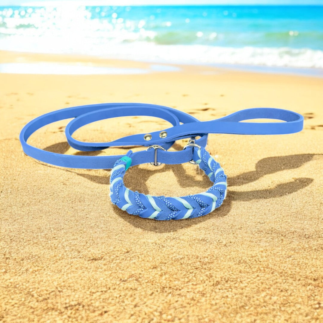Guinzaglio Retriever in Cuoio Nabuk Blue – Robusto, Elegante e Confortevole per Cani di Tutte le Taglie