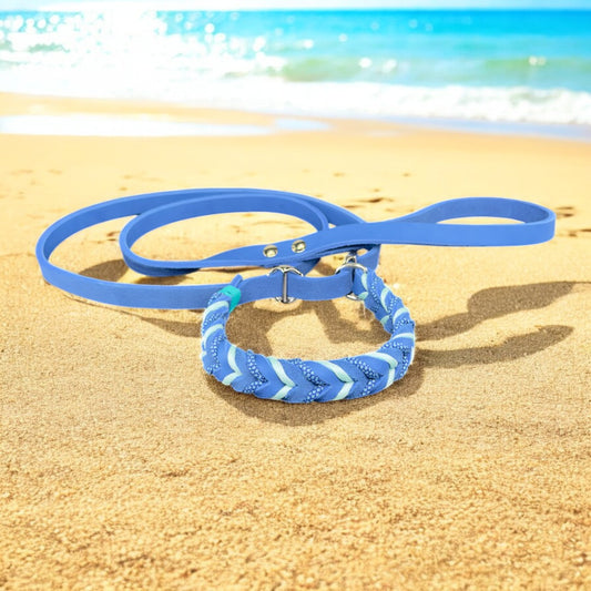 Guinzaglio Retriever in Cuoio Nabuk Blue – Robusto, Elegante e Confortevole per Cani di Tutte le Taglie