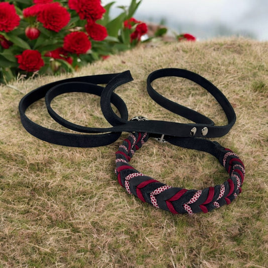Guinzaglio Retriever in Cuoio Nabuk Nero – Robusto, Elegante e Confortevole per Cani di Tutte le Taglie
