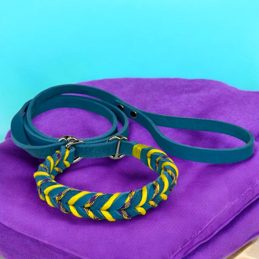 Guinzaglio Retriever in Cuoio Nabuk Blue – Robusto, Elegante e Confortevole per Cani di Tutte le Taglie