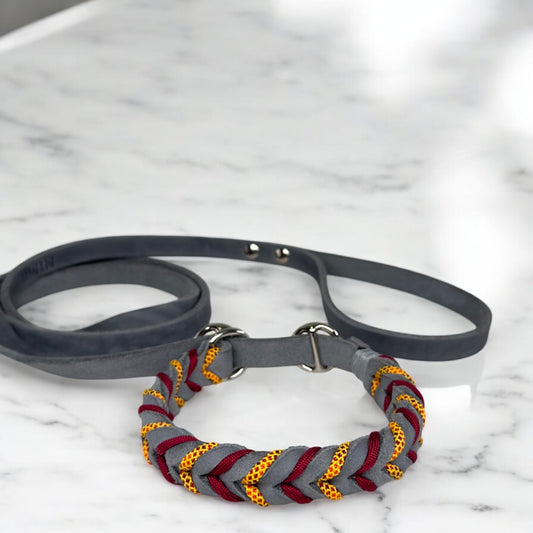 Guinzaglio Retriever in Cuoio Nabuk Grigio Scuro – Robusto, Elegante e Confortevole per Cani di Tutte le Taglie