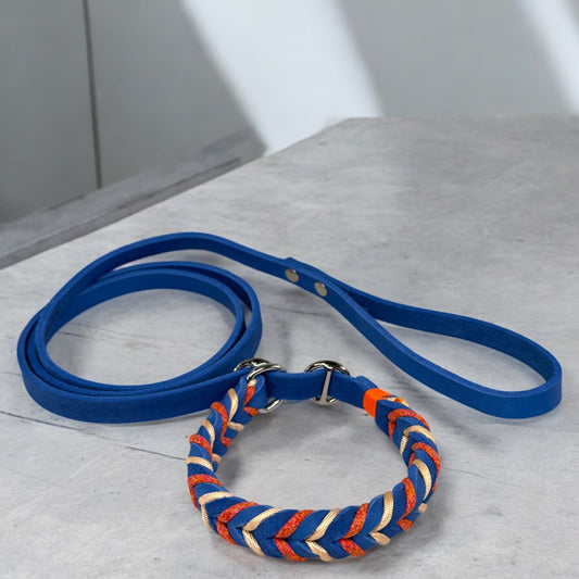 Guinzaglio Retriever in Cuoio Nabuk Blue – Robusto, Elegante e Confortevole per Cani di Tutte le Taglie
