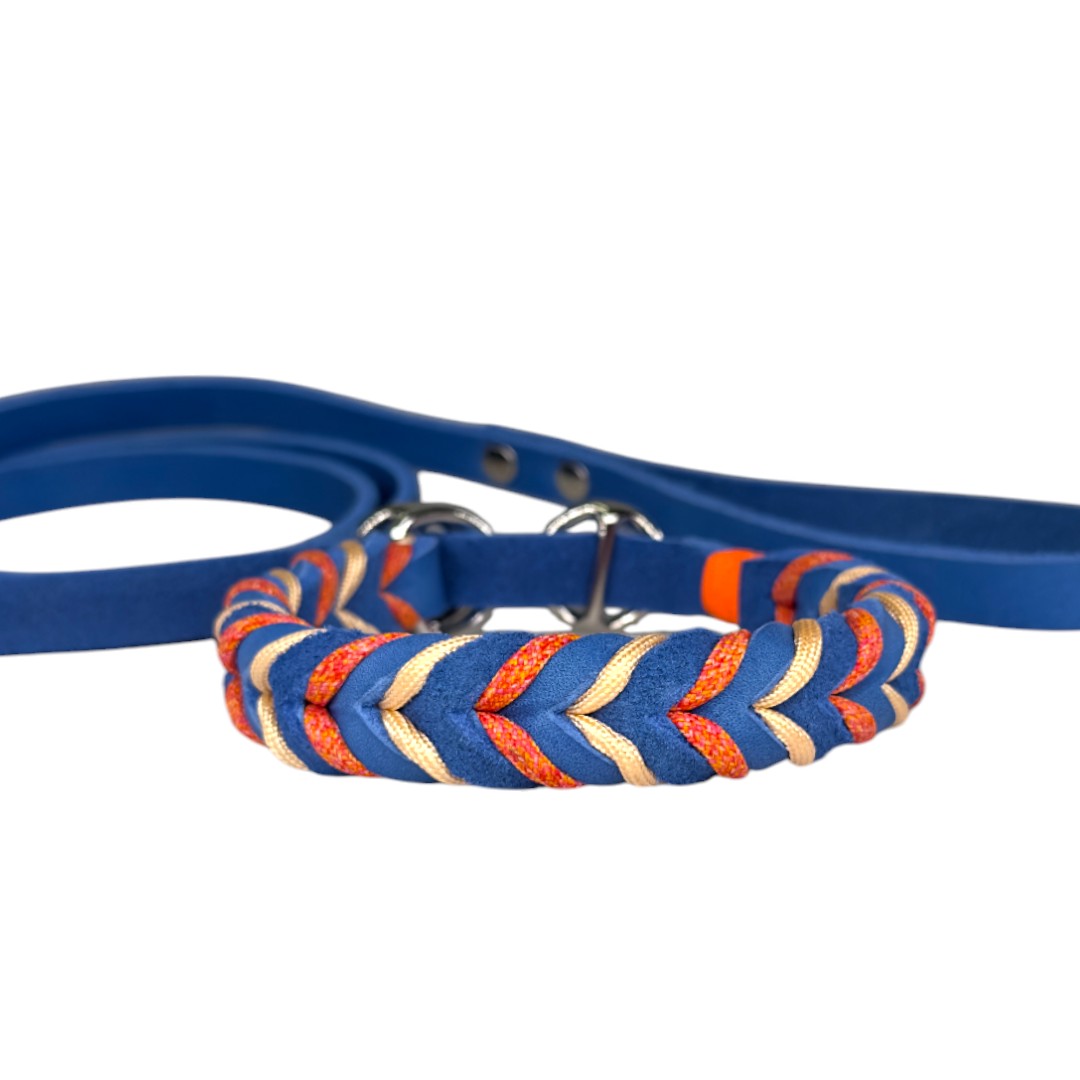 Guinzaglio Retriever in Cuoio Nabuk Blue – Robusto, Elegante e Confortevole per Cani di Tutte le Taglie