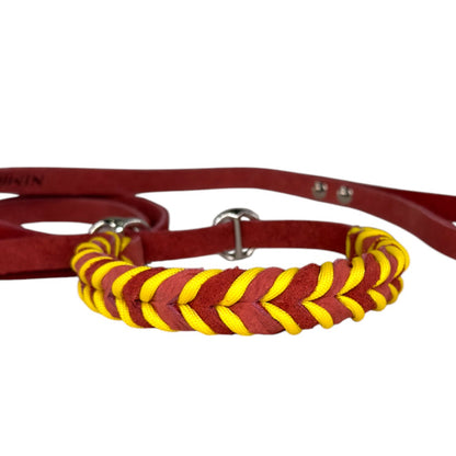 Guinzaglio Retriever in Cuoio Nabuk Rosso – Robusto, Elegante e Confortevole per Cani di Tutte le Taglie