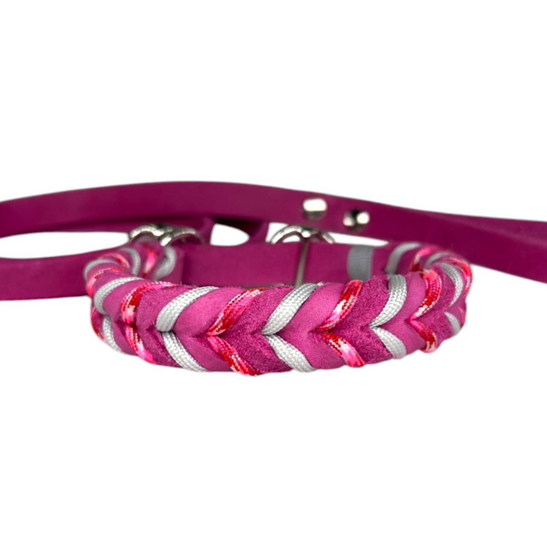 Guinzaglio Retriever in Cuoio Nabuk Fucsia – Robusto, Elegante e Confortevole per Cani di Tutte le Taglie