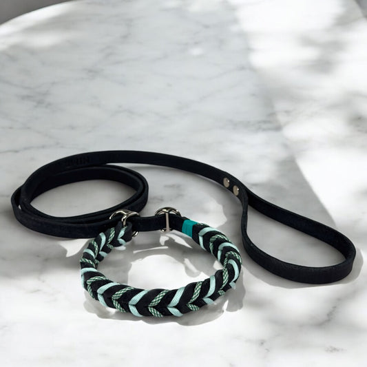 Guinzaglio Retriever in Cuoio Nabuk Nero – Robusto, Elegante e Confortevole per Cani di Tutte le Taglie