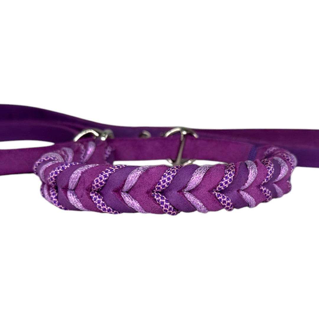 Guinzaglio Retriever in Cuoio Nabuk Viola – Robusto, Elegante e Confortevole per Cani di Tutte le Taglie