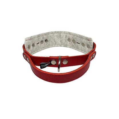 Collare Cuoio Premium Con Manico Rosso