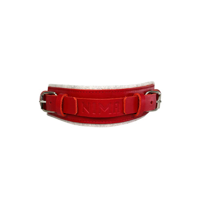 Collare Cuoio Premium Con Manico Rosso